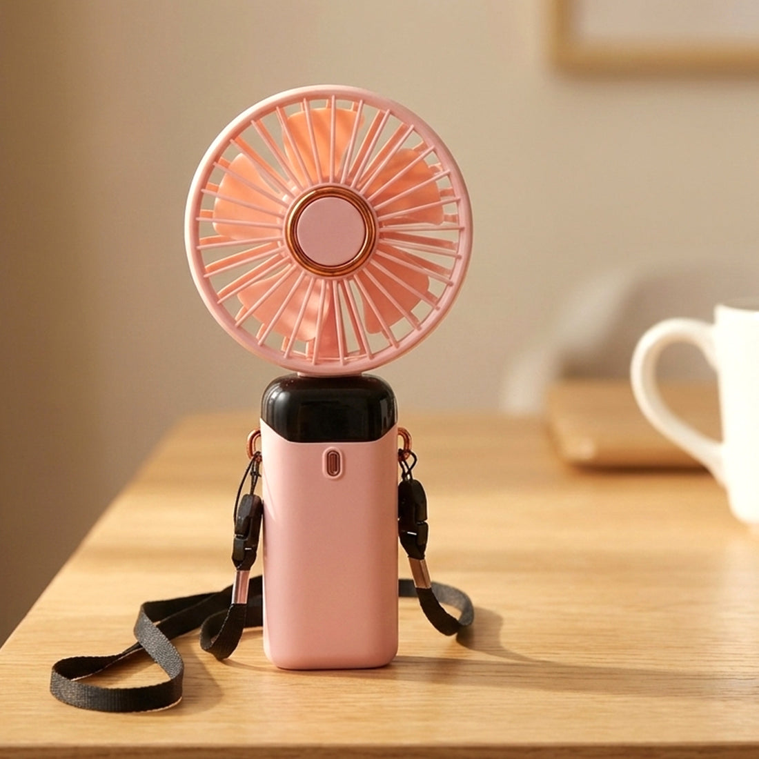Rechargeable portable handheld fan with digital display - 1 pc