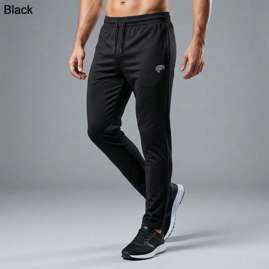 Men’s Premium Sports Track Pants with Side Chain Zip Pocket - Black
