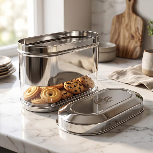 Supermom Stainless Steel Oval Canister 1500 ML - Airtight Storage