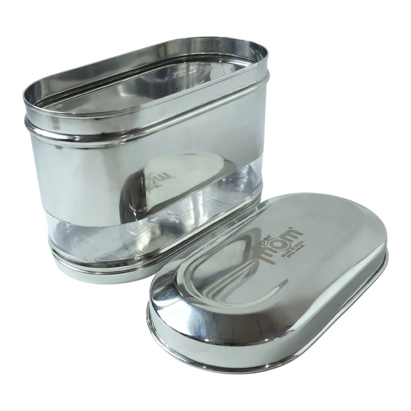 Supermom Stainless Steel Oval Canister 1500 ML - Airtight Storage